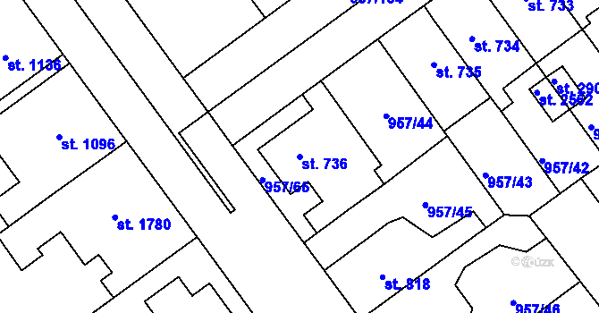 Parcela st. 736 v KÚ Kukleny, Katastrální mapa