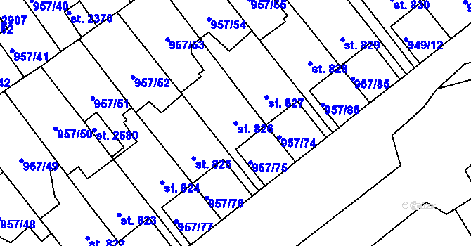 Parcela st. 826 v KÚ Kukleny, Katastrální mapa