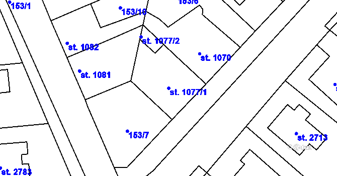 Parcela st. 1077/1 v KÚ Kukleny, Katastrální mapa