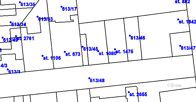 Parcela st. 1080 v KÚ Kukleny, Katastrální mapa