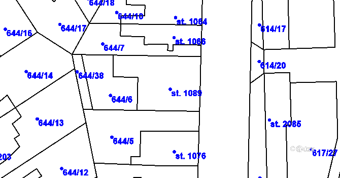 Parcela st. 1089 v KÚ Kukleny, Katastrální mapa