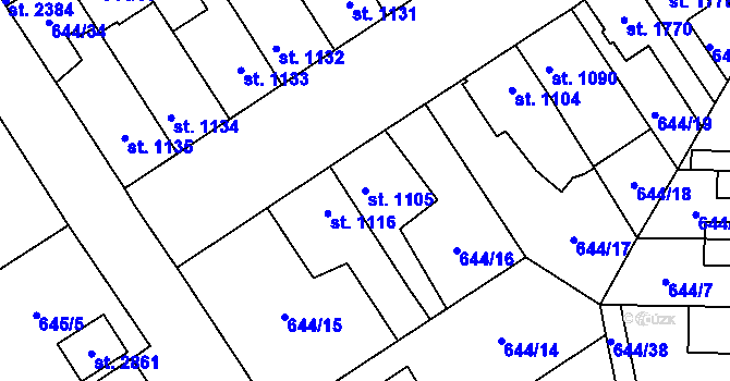 Parcela st. 1105 v KÚ Kukleny, Katastrální mapa