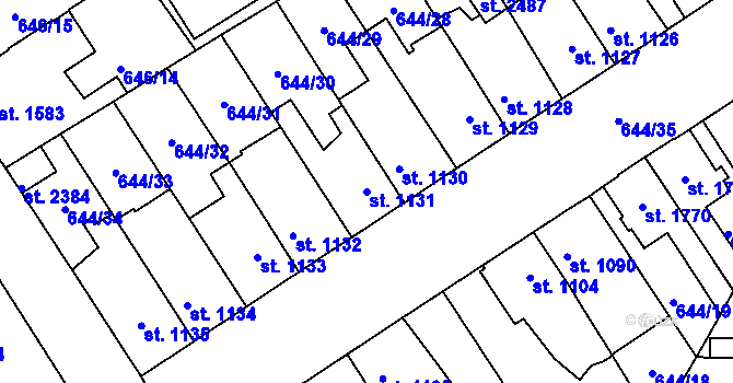 Parcela st. 1131 v KÚ Kukleny, Katastrální mapa