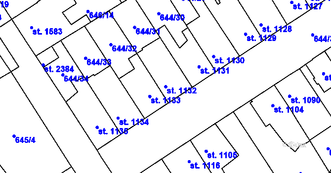 Parcela st. 1132 v KÚ Kukleny, Katastrální mapa