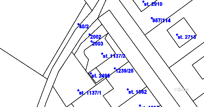 Parcela st. 1137/2 v KÚ Kukleny, Katastrální mapa