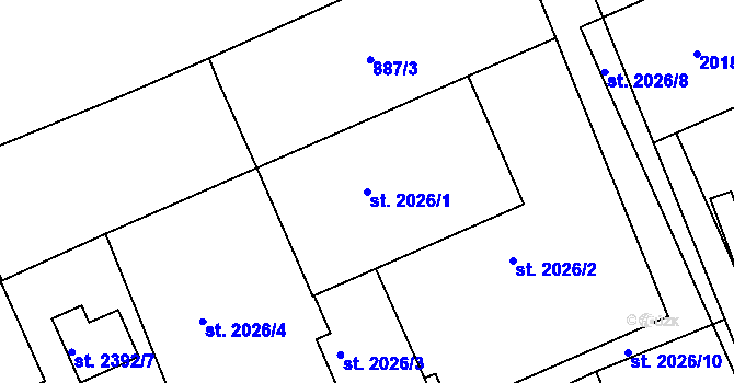 Parcela st. 2026/1 v KÚ Kukleny, Katastrální mapa