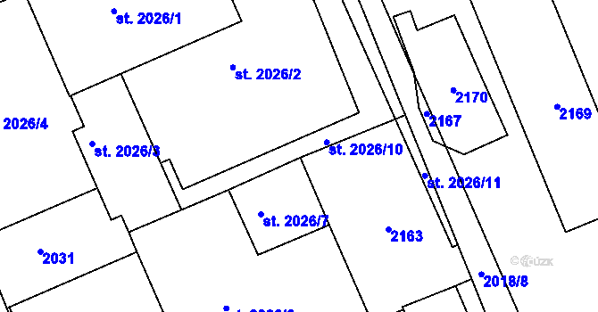Parcela st. 2026/10 v KÚ Kukleny, Katastrální mapa