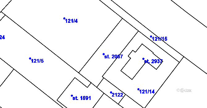 Parcela st. 2067 v KÚ Kukleny, Katastrální mapa
