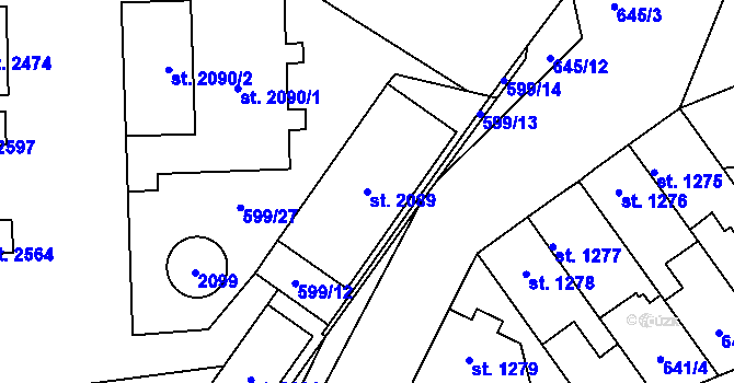 Parcela st. 2089 v KÚ Kukleny, Katastrální mapa