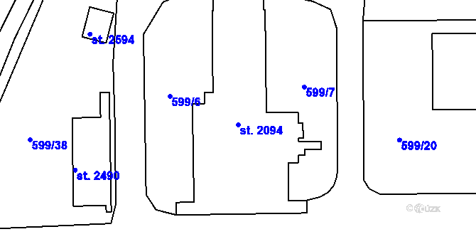 Parcela st. 2094 v KÚ Kukleny, Katastrální mapa