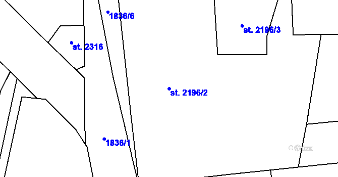 Parcela st. 2196/2 v KÚ Kukleny, Katastrální mapa