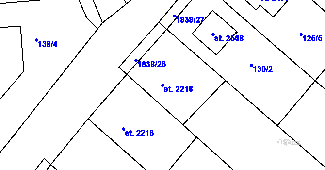 Parcela st. 2218 v KÚ Kukleny, Katastrální mapa