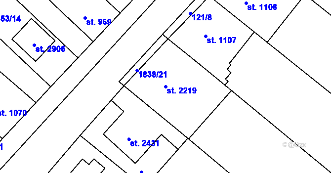 Parcela st. 2219 v KÚ Kukleny, Katastrální mapa