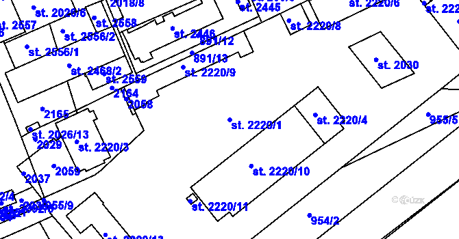 Parcela st. 2220/1 v KÚ Kukleny, Katastrální mapa