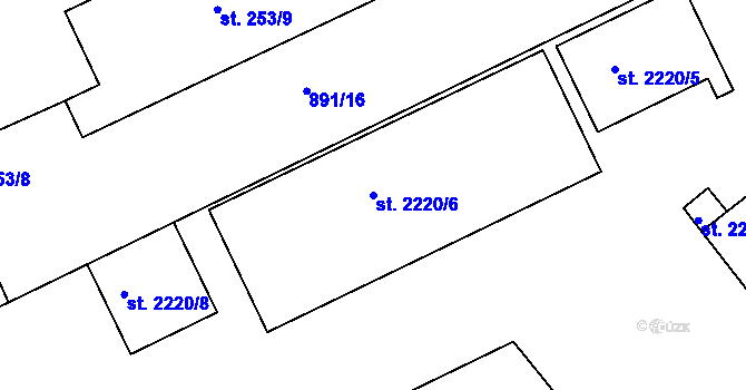 Parcela st. 2220/6 v KÚ Kukleny, Katastrální mapa