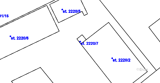 Parcela st. 2220/7 v KÚ Kukleny, Katastrální mapa