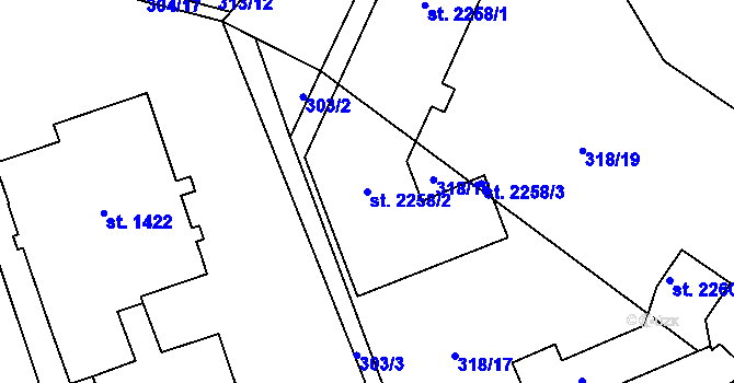 Parcela st. 2258/2 v KÚ Kukleny, Katastrální mapa