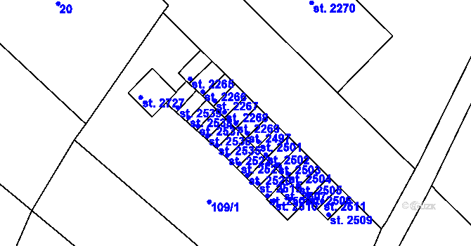 Parcela st. 2269 v KÚ Kukleny, Katastrální mapa