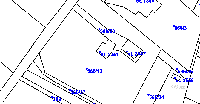 Parcela st. 2351 v KÚ Kukleny, Katastrální mapa