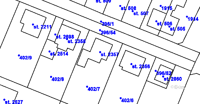 Parcela st. 2357 v KÚ Kukleny, Katastrální mapa