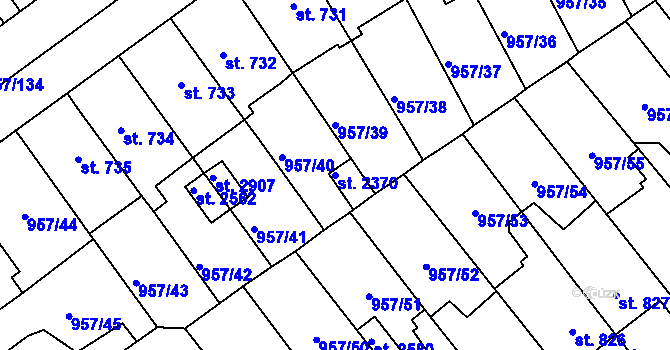 Parcela st. 2370 v KÚ Kukleny, Katastrální mapa