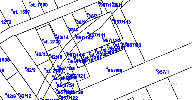 Parcela st. 2389 v KÚ Kukleny, Katastrální mapa