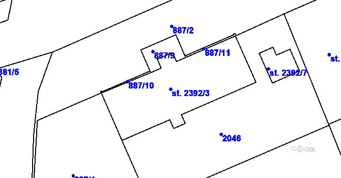 Parcela st. 2392/3 v KÚ Kukleny, Katastrální mapa