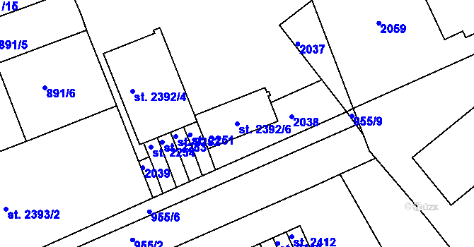 Parcela st. 2392/6 v KÚ Kukleny, Katastrální mapa
