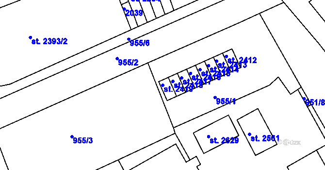Parcela st. 2419 v KÚ Kukleny, Katastrální mapa