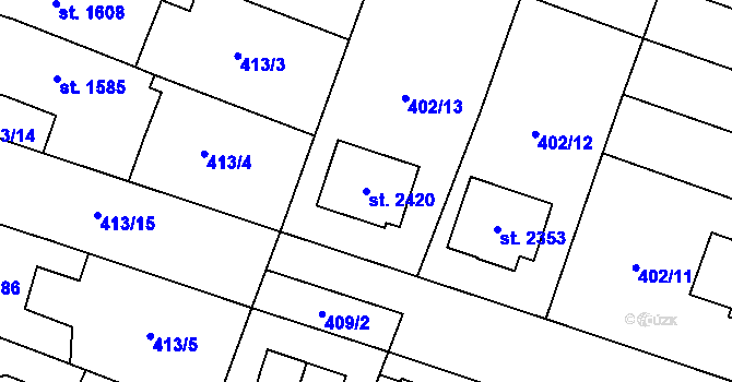 Parcela st. 2420 v KÚ Kukleny, Katastrální mapa