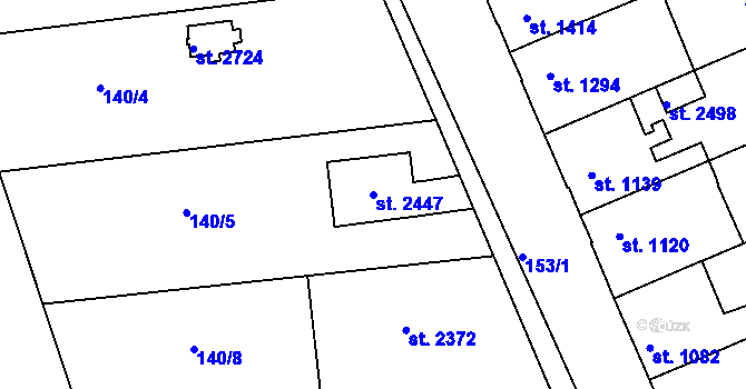 Parcela st. 2447 v KÚ Kukleny, Katastrální mapa