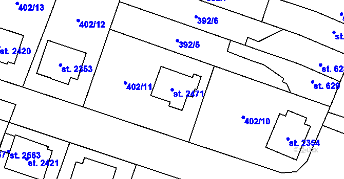 Parcela st. 2471 v KÚ Kukleny, Katastrální mapa