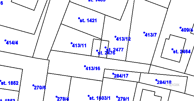 Parcela st. 2476 v KÚ Kukleny, Katastrální mapa