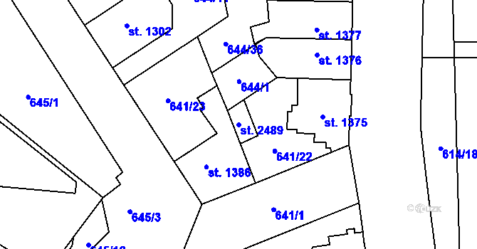 Parcela st. 2489 v KÚ Kukleny, Katastrální mapa