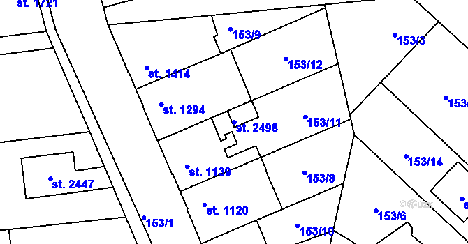 Parcela st. 2498 v KÚ Kukleny, Katastrální mapa