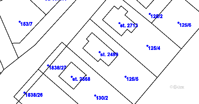 Parcela st. 2499 v KÚ Kukleny, Katastrální mapa