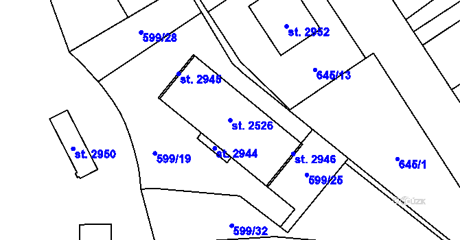 Parcela st. 2526 v KÚ Kukleny, Katastrální mapa