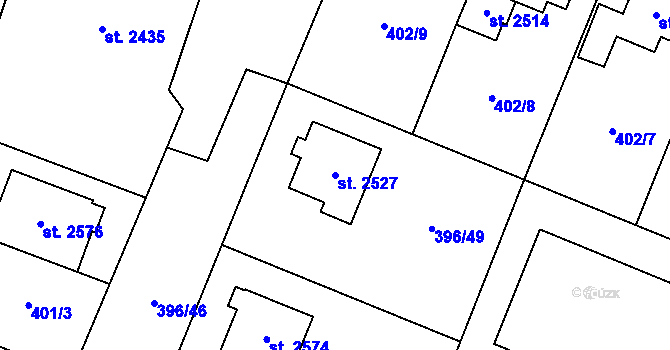 Parcela st. 2527 v KÚ Kukleny, Katastrální mapa