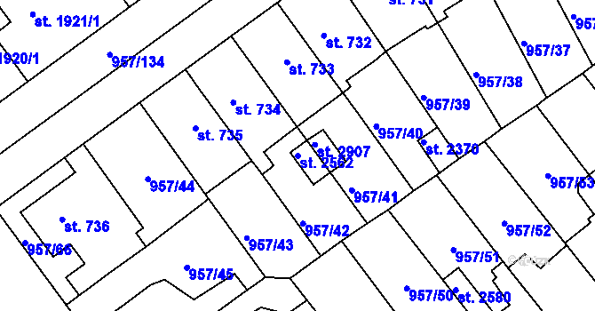 Parcela st. 2562 v KÚ Kukleny, Katastrální mapa