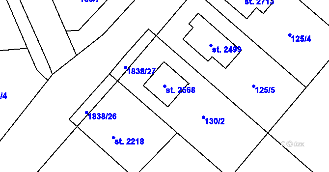 Parcela st. 2568 v KÚ Kukleny, Katastrální mapa