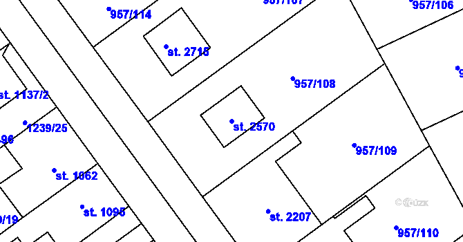 Parcela st. 2570 v KÚ Kukleny, Katastrální mapa