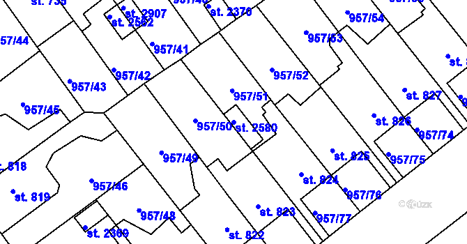 Parcela st. 2580 v KÚ Kukleny, Katastrální mapa