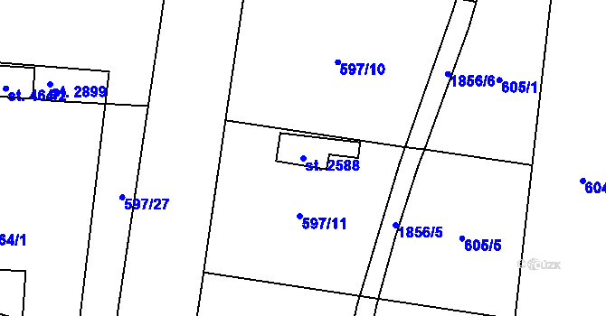 Parcela st. 2588 v KÚ Kukleny, Katastrální mapa