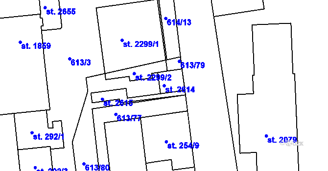 Parcela st. 2614 v KÚ Kukleny, Katastrální mapa