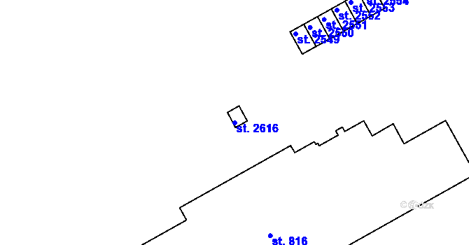 Parcela st. 2616 v KÚ Kukleny, Katastrální mapa
