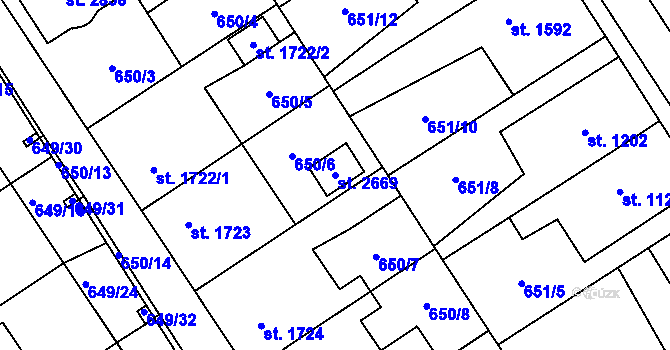 Parcela st. 2669 v KÚ Kukleny, Katastrální mapa