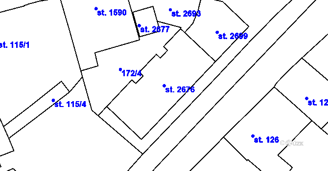 Parcela st. 2676 v KÚ Kukleny, Katastrální mapa