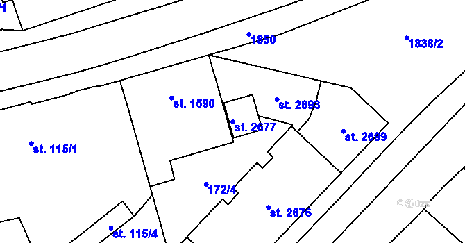 Parcela st. 2677 v KÚ Kukleny, Katastrální mapa