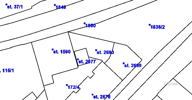 Parcela st. 2693 v KÚ Kukleny, Katastrální mapa