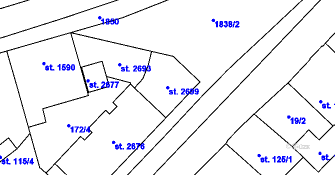 Parcela st. 2699 v KÚ Kukleny, Katastrální mapa